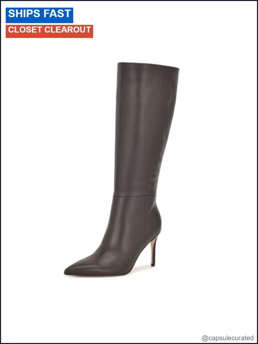Leather Pointed Toe Stiletto Knee-High Dress Boots